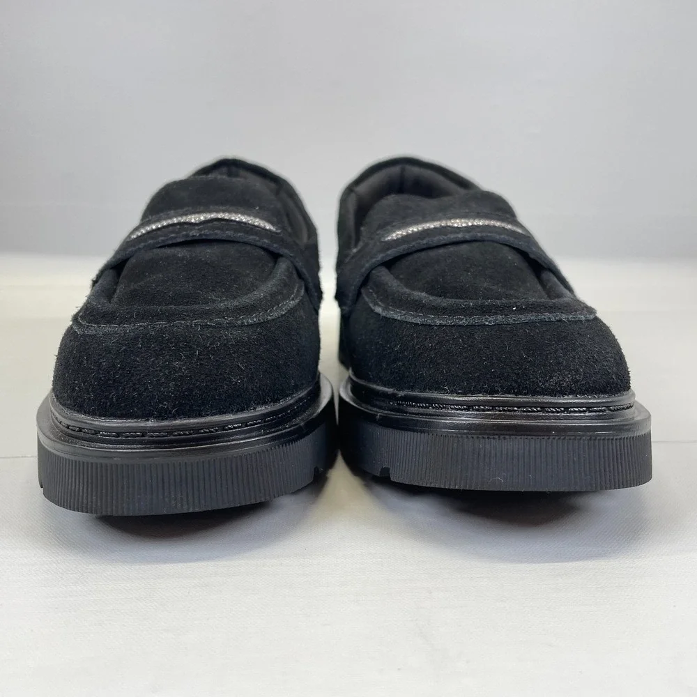 Clarks Lauryl Step Shoes Womens Size 7.5 M Black Suede Slip On Penny Loafers